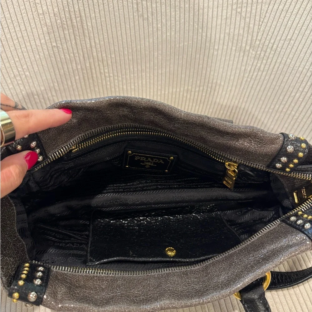 studded prada crinkle bag